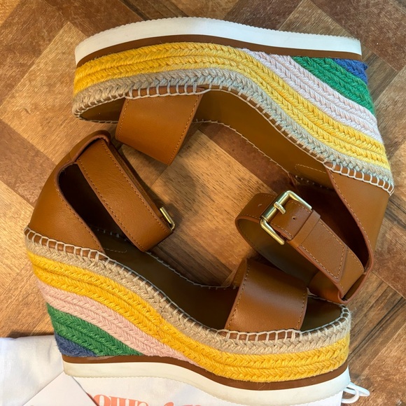 See By Chloe Espadrille Wedge Striped 38 8 Worn once! EUC with box and dustbag - Picture 3 of 6